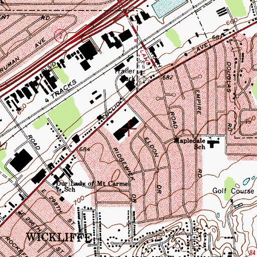 Topographic Map of Town Square Shopping Center, OH