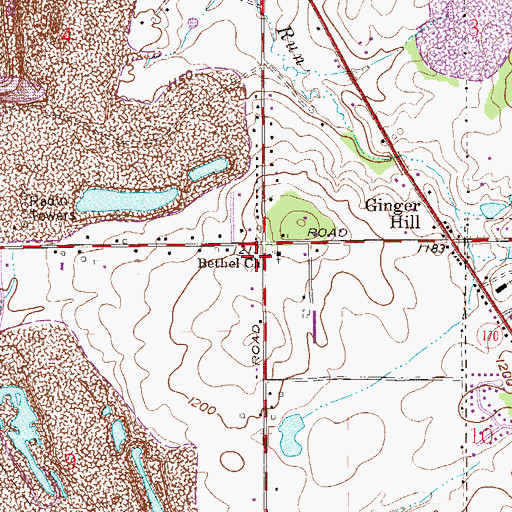 Topographic Map of Bethel Church of the Brethren, OH