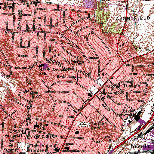 Topographic Map of Bethlehem Baptist Church, OH