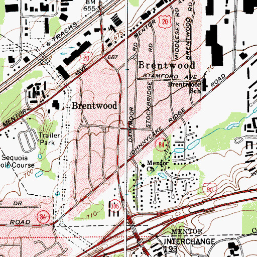 Topographic Map of Brentwood, OH