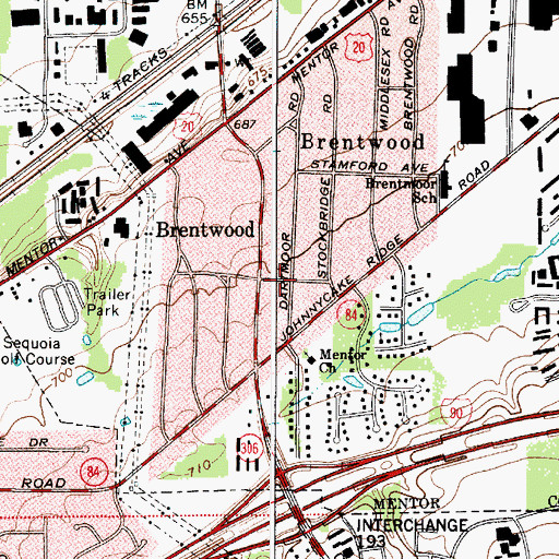 Topographic Map of Brentwood, OH