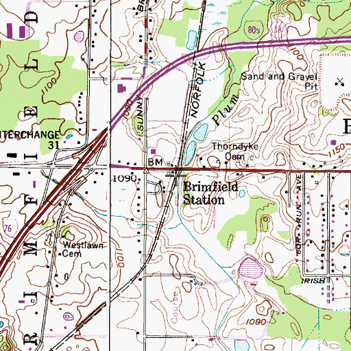 Topographic Map of Brimfield Station, OH