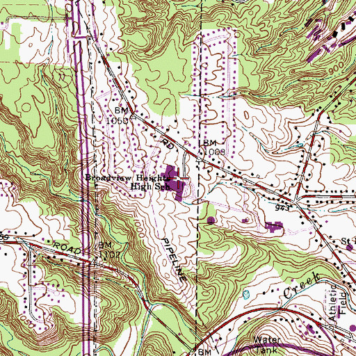 Topographic Map of Broadview Heights High School, OH