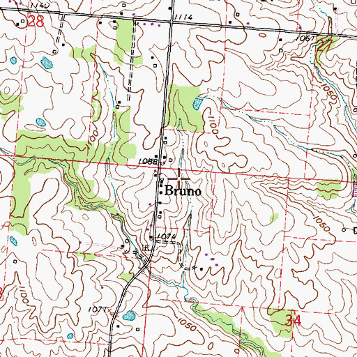 Topographic Map of Bruno, OH