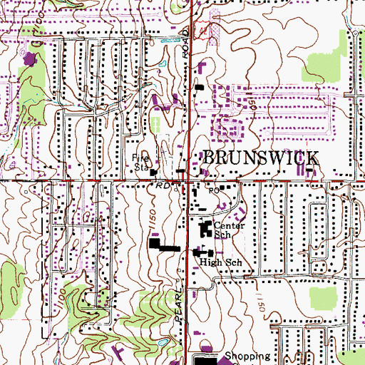 Topographic Map of Brunswick, OH