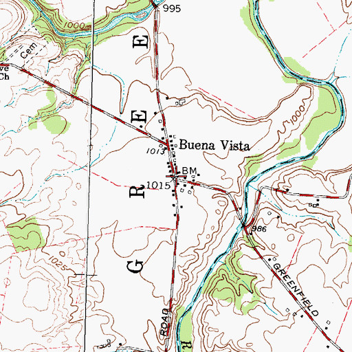 Topographic Map of Buena Vista, OH