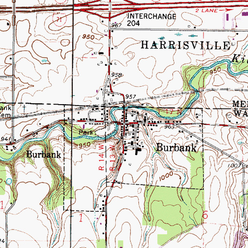 Topographic Map of Burbank, OH