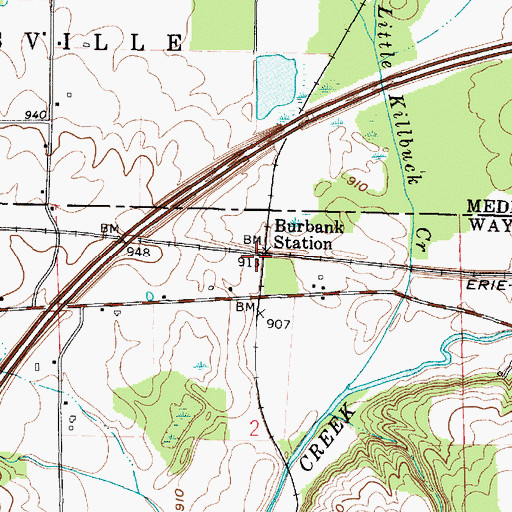 Topographic Map of Burbank Station, OH