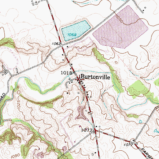Topographic Map of Burtonville, OH