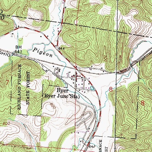 Topographic Map of Byer, OH