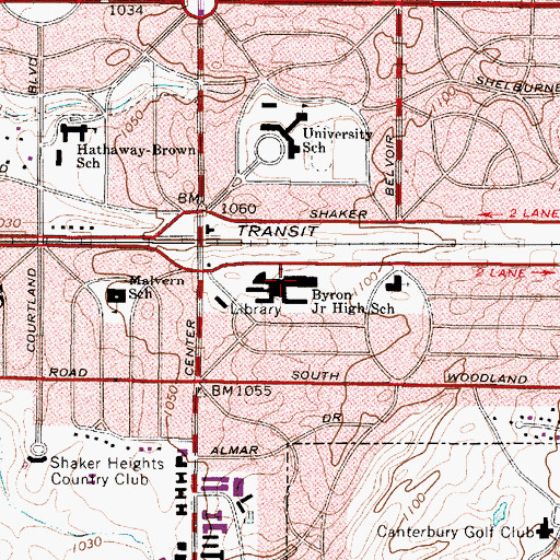 Topographic Map of Shaker Heights Middle School, OH