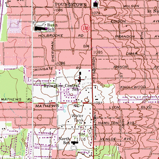 Topographic Map of Byzantine Central School, OH