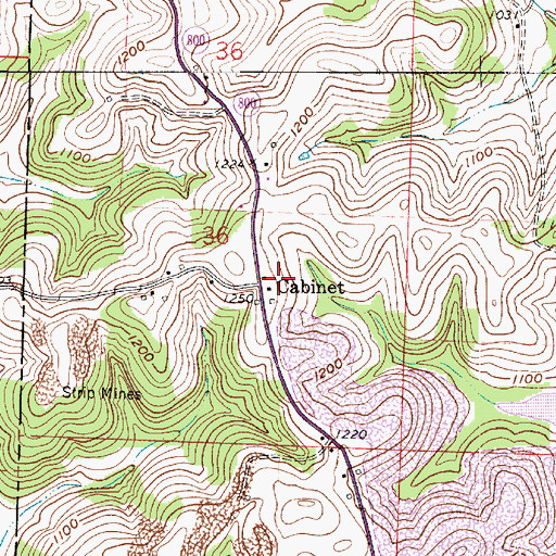 Topographic Map of Cabinet, OH