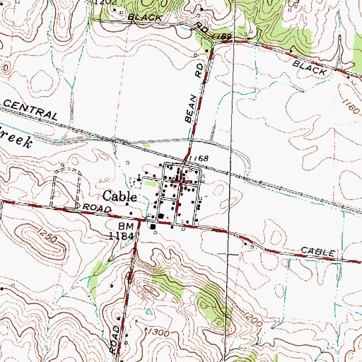 Topographic Map of Cable, OH