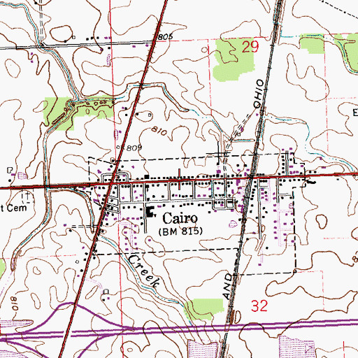 Topographic Map of Cairo, OH