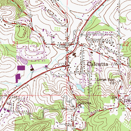 Topographic Map of Calcutta, OH