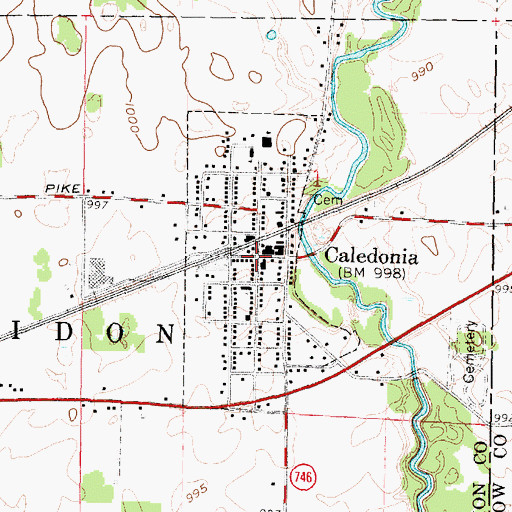 Topographic Map of Caledonia, OH