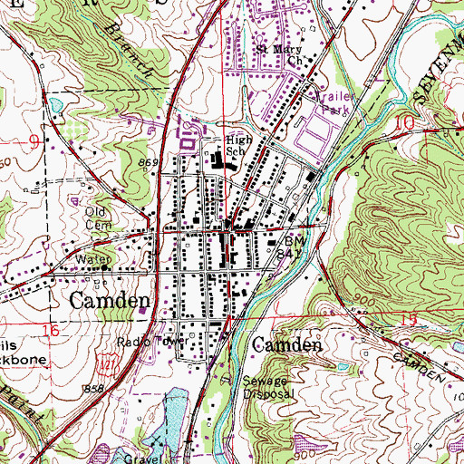 Topographic Map of Camden, OH