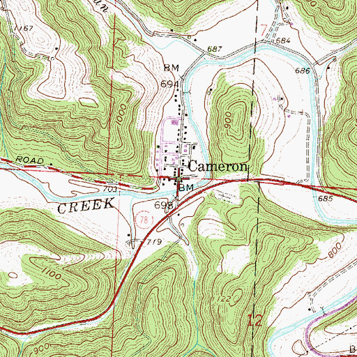 Topographic Map of Cameron, OH