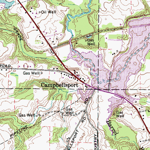 Topographic Map of Campbellsport, OH