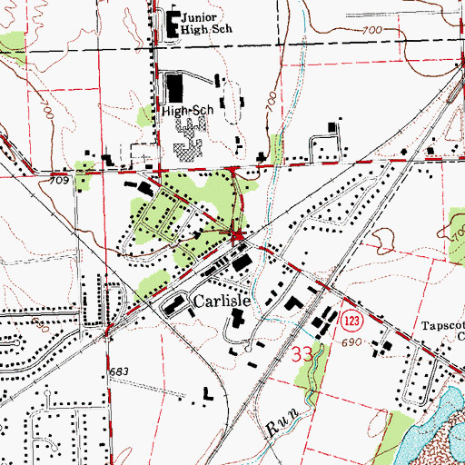 Topographic Map of Carlisle, OH