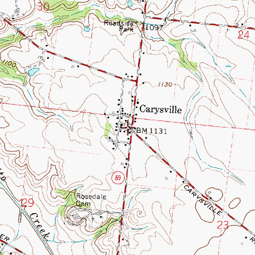 Topographic Map of Carysville, OH