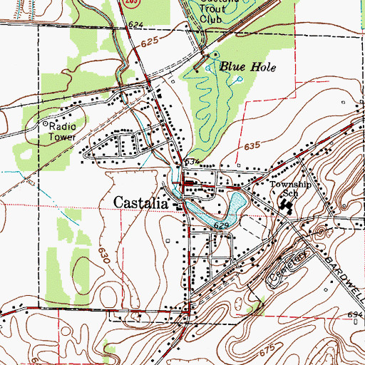 Topographic Map of Castalia, OH