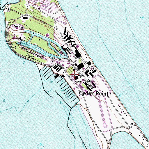 Topographic Map of Cedar Point, OH