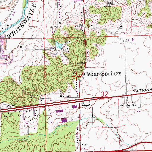 Topographic Map of Cedar Springs, OH