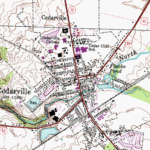 Topographic Map of Cedarville, OH
