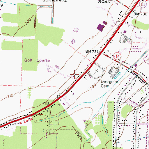 Topographic Map of Center Ridge, OH