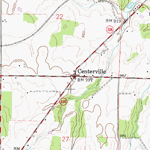 Topographic Map of Centerville, OH