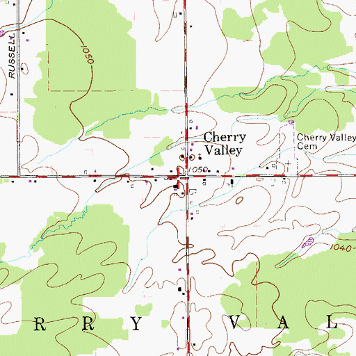 Topographic Map of Cherry Valley, OH