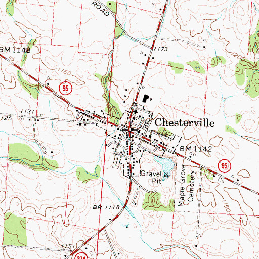 Topographic Map of Chesterville, OH