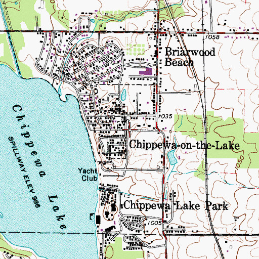 Topographic Map of Chippewa-on-the-Lake, OH