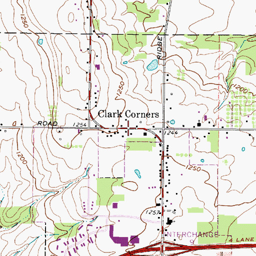 Topographic Map of Clark Corners, OH