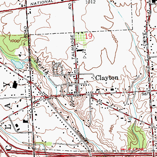 Topographic Map of Clayton, OH