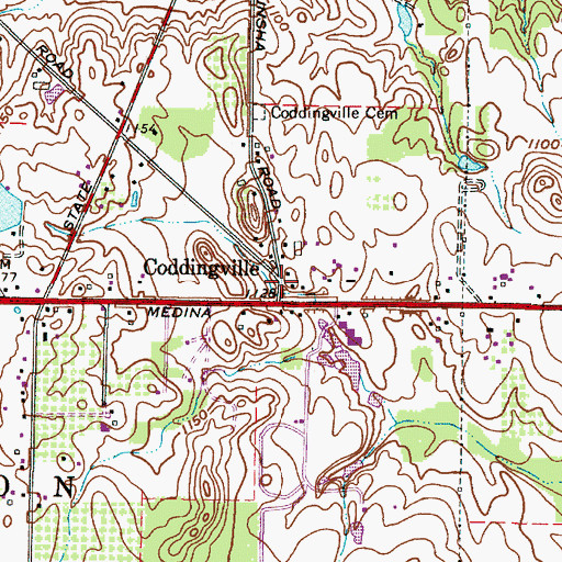 Topographic Map of Coddingville, OH