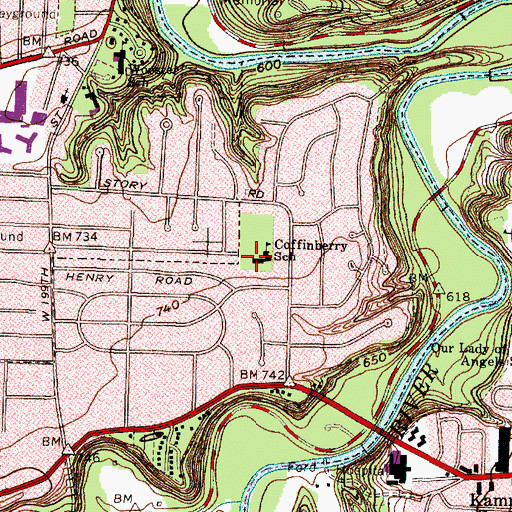 Topographic Map of Coffinberry School, OH