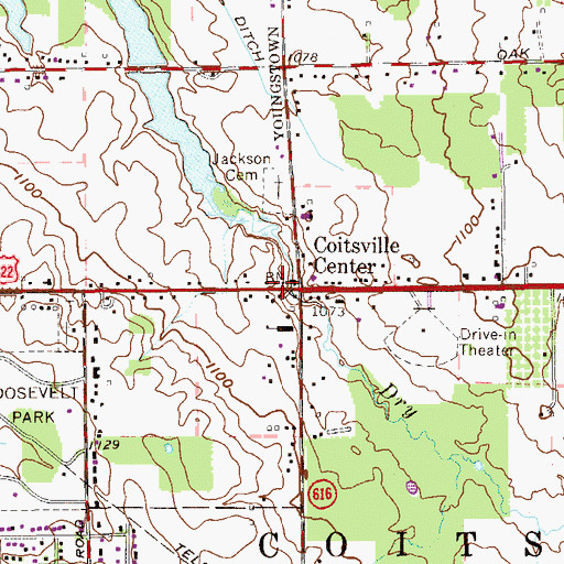 Topographic Map of Coitsville Center, OH