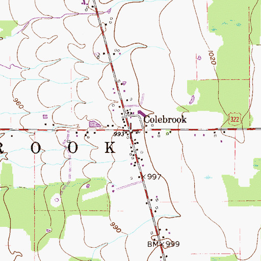 Topographic Map of Colebrook, OH