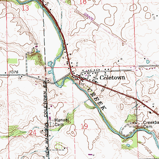 Topographic Map of Coletown, OH