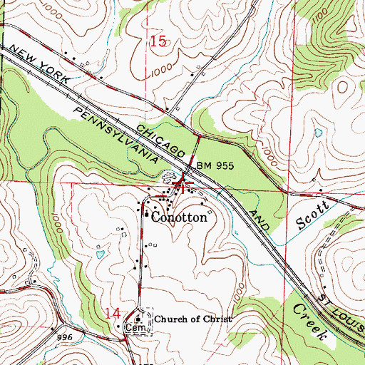 Topographic Map of Conotton, OH
