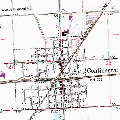 Topographic Map of Continental, OH