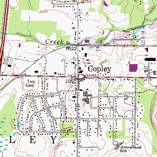 Topographic Map of Copley, OH