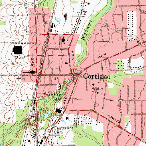 Topographic Map of Cortland, OH