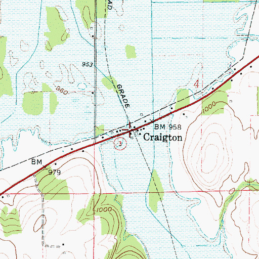 Topographic Map of Craigton, OH