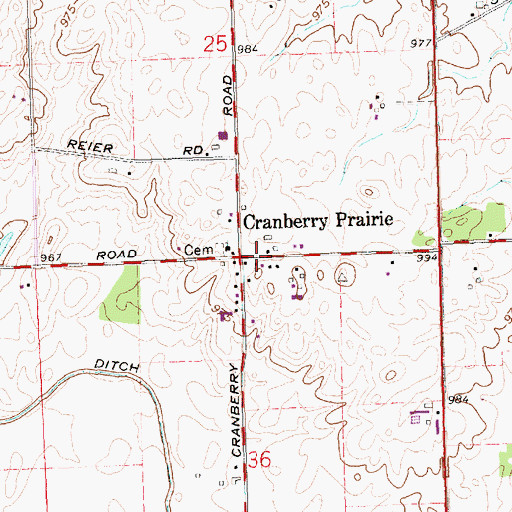 Topographic Map of Cranberry Prairie, OH