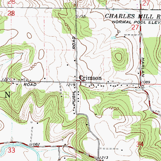 Topographic Map of Crimson, OH