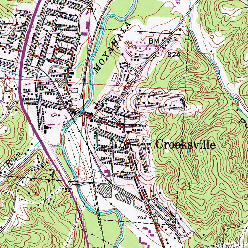 Topographic Map of Crooksville, OH